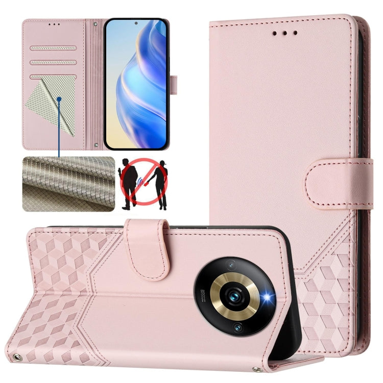 Honeycomb Embossing RFID Leather Phone Case, For Realme 11 4G Global, For Realme GT3  / GT5 240W, For Realme Narzo 60 Pro, For Realme C65 4G Global