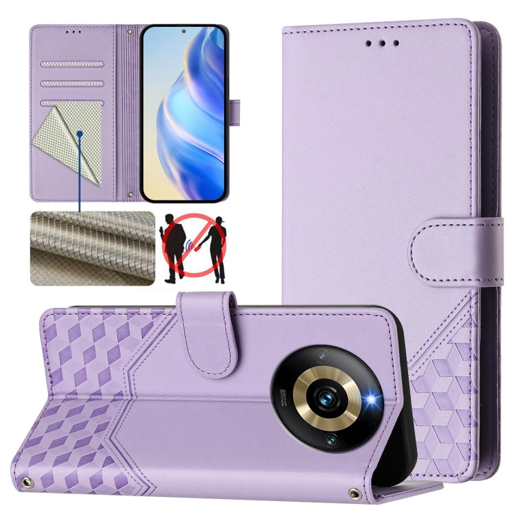 Honeycomb Embossing RFID Leather Phone Case, For Realme 11 4G Global, For Realme GT3  / GT5 240W, For Realme Narzo 60 Pro, For Realme C65 4G Global