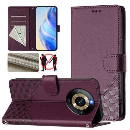 Honeycomb Embossing RFID Leather Phone Case, For Realme 11 4G Global, For Realme GT3  / GT5 240W, For Realme Narzo 60 Pro, For Realme C65 4G Global
