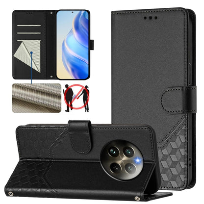 Honeycomb Embossing RFID Leather Phone Case, For Realme GT 6 5G / GT 6T 5G Global, For Realme C63 / C61 Global, For Realme 12 5G Global, For Realme 12+ 5G Global