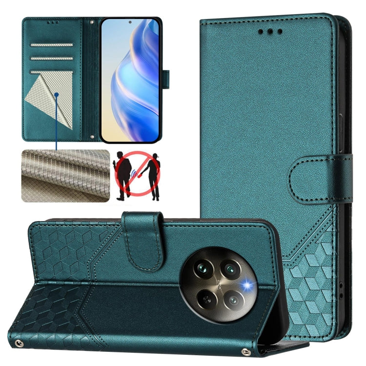 Honeycomb Embossing RFID Leather Phone Case, For Realme GT 6 5G / GT 6T 5G Global, For Realme C63 / C61 Global, For Realme 12 5G Global, For Realme 12+ 5G Global