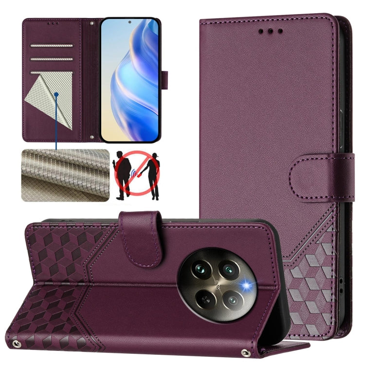 Honeycomb Embossing RFID Leather Phone Case, For Realme GT 6 5G / GT 6T 5G Global, For Realme C63 / C61 Global, For Realme 12 5G Global, For Realme 12+ 5G Global