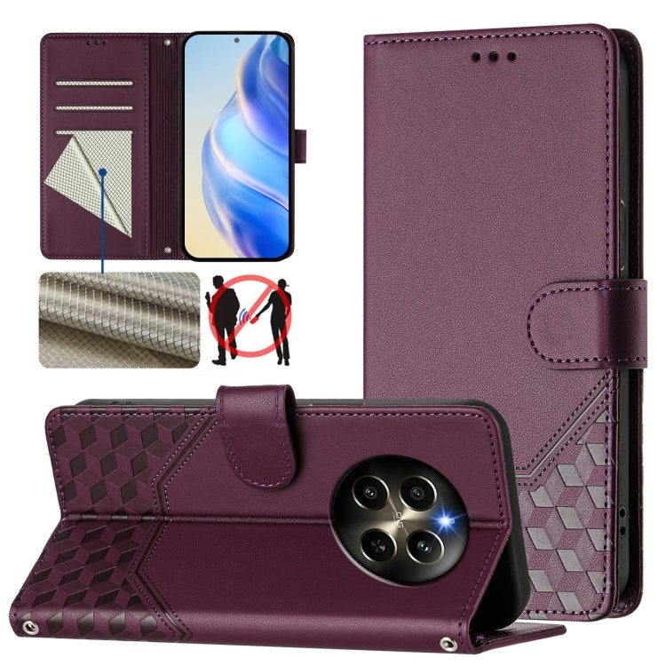 Honeycomb Embossing RFID Leather Phone Case, For Realme Note 50 4G Global / C51 / C53, For Realme 12 Pro 5G / 12 Pro+ 5G Global, For Realme C67 4G Global, For Realme 11 5G Global / 11x 5G / C67 India
