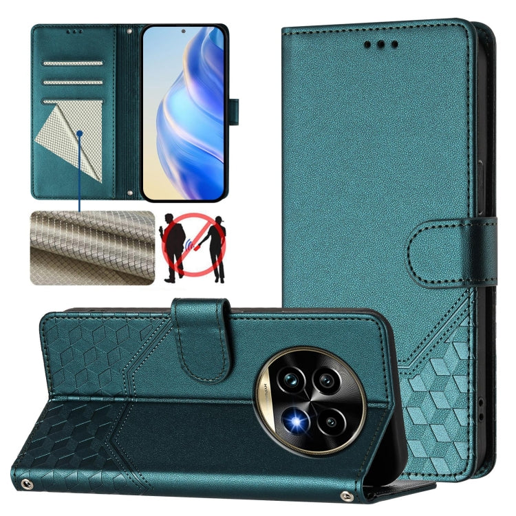Honeycomb Embossing RFID Leather Phone Case, For Realme C63 5G Global, For Realme Note 60 4G Global / C61 India, For Realme 13+ 5G Global, For Realme 13 Pro 5G / 13 Pro+ 5G