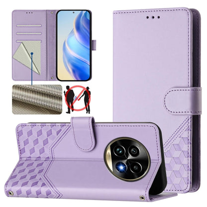 Honeycomb Embossing RFID Leather Phone Case, For Realme C63 5G Global, For Realme Note 60 4G Global / C61 India, For Realme 13+ 5G Global, For Realme 13 Pro 5G / 13 Pro+ 5G