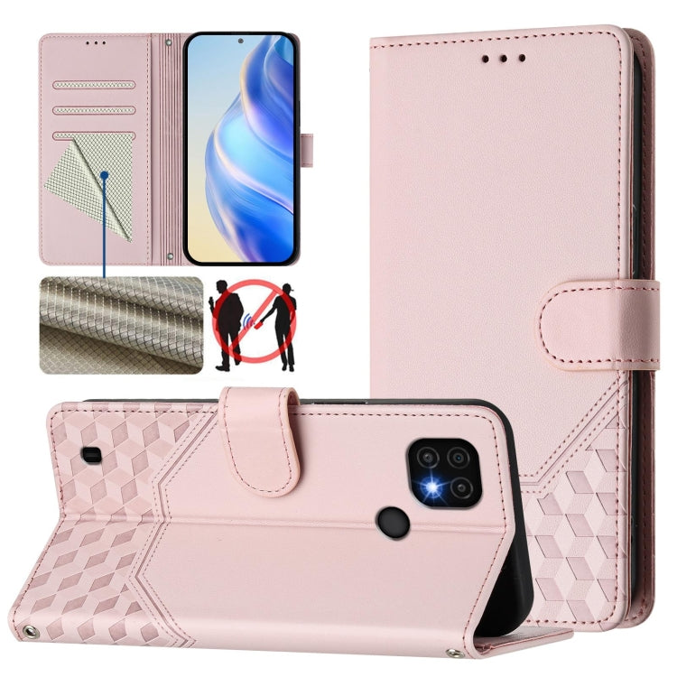 Honeycomb Embossing RFID Leather Phone Case, For Realme C20 / C11 / C21