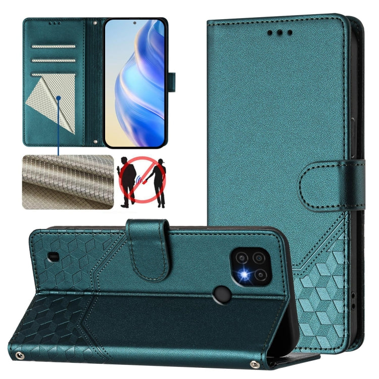 Honeycomb Embossing RFID Leather Phone Case, For Realme C20 / C11 / C21