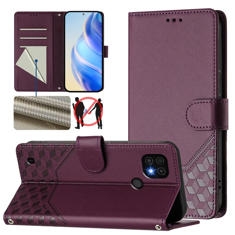 Honeycomb Embossing RFID Leather Phone Case, For Realme C20 / C11 / C21