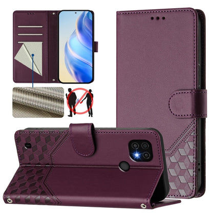 Honeycomb Embossing RFID Leather Phone Case, For Realme C20 / C11 / C21
