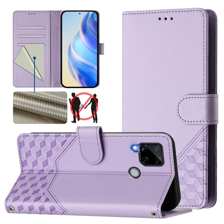 Honeycomb Embossing RFID Leather Phone Case, For Realme C25 / C15 / C12 / C25s, For Realme 8 5G / V13 5G / Q3 5G, For Realme 8 4G / 8 Pro 4G, For Realme GT 5G / GT Neo 5G