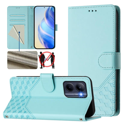 Honeycomb Embossing RFID Leather Phone Case, For Realme C55 4G Global / Narzo N55, For Realme C33 Global, For Realme 10T 5G / 10S 5G / 9i India, For Realme 10 Pro 5G