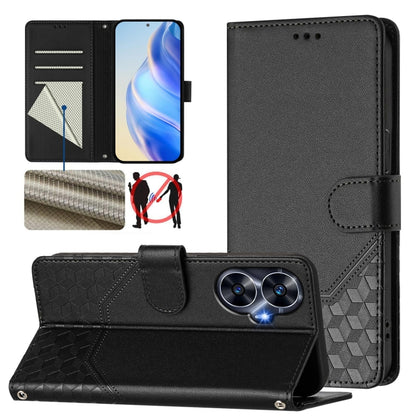 Honeycomb Embossing RFID Leather Phone Case, For Realme C55 4G Global / Narzo N55, For Realme C33 Global, For Realme 10T 5G / 10S 5G / 9i India, For Realme 10 Pro 5G