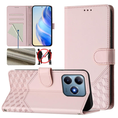 Honeycomb Embossing RFID Leather Phone Case, For Realme GT 6 5G / GT 6T 5G Global, For Realme C63 / C61 Global, For Realme 12 5G Global, For Realme 12+ 5G Global