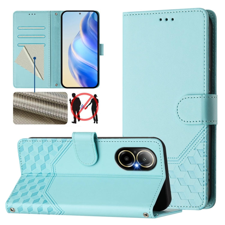 Honeycomb Embossing RFID Leather Phone Case, For Realme Note 50 4G Global / C51 / C53, For Realme 12 Pro 5G / 12 Pro+ 5G Global, For Realme C67 4G Global, For Realme 11 5G Global / 11x 5G / C67 India
