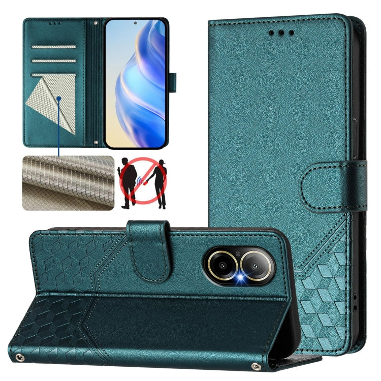 Honeycomb Embossing RFID Leather Phone Case, For Realme Note 50 4G Global / C51 / C53, For Realme 12 Pro 5G / 12 Pro+ 5G Global, For Realme C67 4G Global, For Realme 11 5G Global / 11x 5G / C67 India