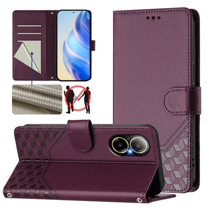 Honeycomb Embossing RFID Leather Phone Case, For Realme Note 50 4G Global / C51 / C53, For Realme 12 Pro 5G / 12 Pro+ 5G Global, For Realme C67 4G Global, For Realme 11 5G Global / 11x 5G / C67 India