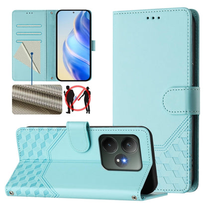 Honeycomb Embossing RFID Leather Phone Case, For Realme GT 6 5G / GT 6T 5G Global, For Realme C63 / C61 Global, For Realme 12 5G Global, For Realme 12+ 5G Global