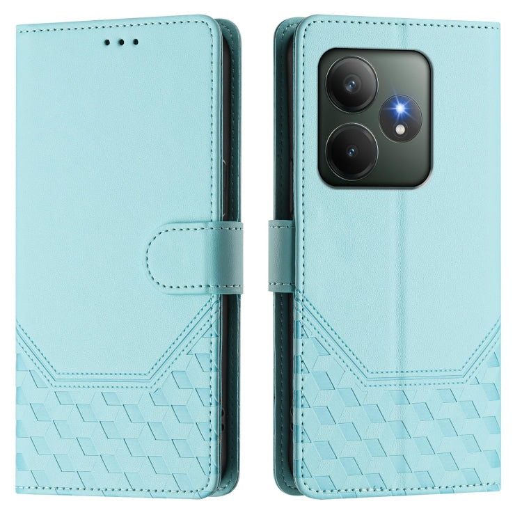Honeycomb Embossing RFID Leather Phone Case, For Realme GT 6 5G / GT 6T 5G Global, For Realme C63 / C61 Global, For Realme 12 5G Global, For Realme 12+ 5G Global