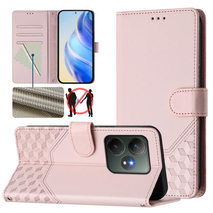 Honeycomb Embossing RFID Leather Phone Case, For Realme GT 6 5G / GT 6T 5G Global, For Realme C63 / C61 Global, For Realme 12 5G Global, For Realme 12+ 5G Global