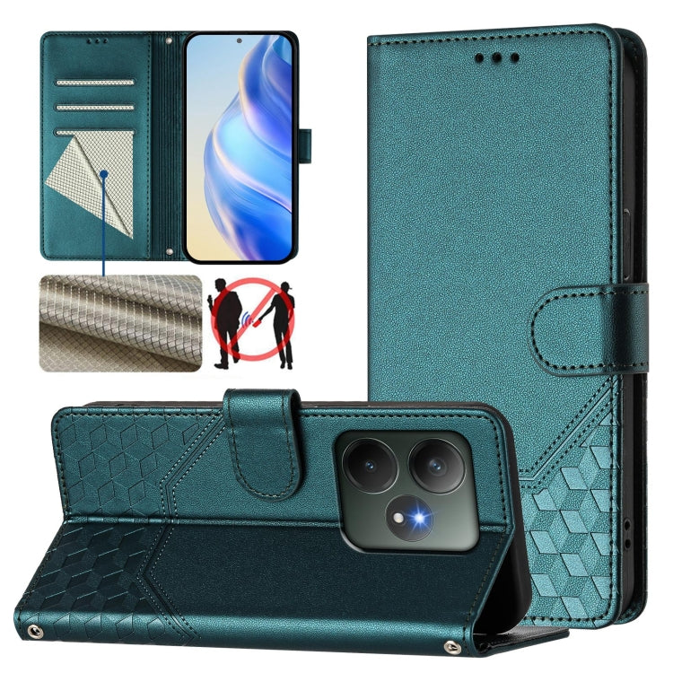 Honeycomb Embossing RFID Leather Phone Case, For Realme GT 6 5G / GT 6T 5G Global, For Realme C63 / C61 Global, For Realme 12 5G Global, For Realme 12+ 5G Global