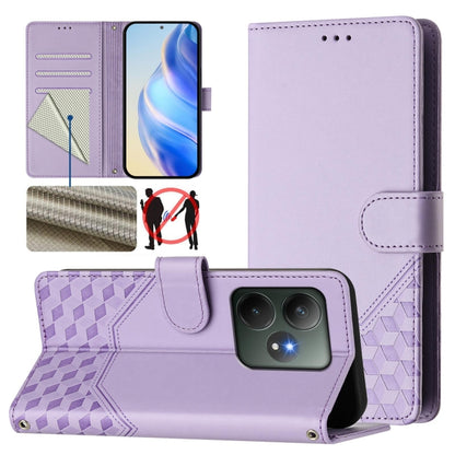 Honeycomb Embossing RFID Leather Phone Case, For Realme GT 6 5G / GT 6T 5G Global, For Realme C63 / C61 Global, For Realme 12 5G Global, For Realme 12+ 5G Global
