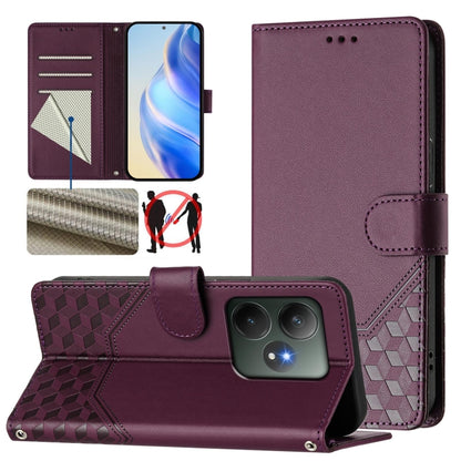 Honeycomb Embossing RFID Leather Phone Case, For Realme GT 6 5G / GT 6T 5G Global, For Realme C63 / C61 Global, For Realme 12 5G Global, For Realme 12+ 5G Global