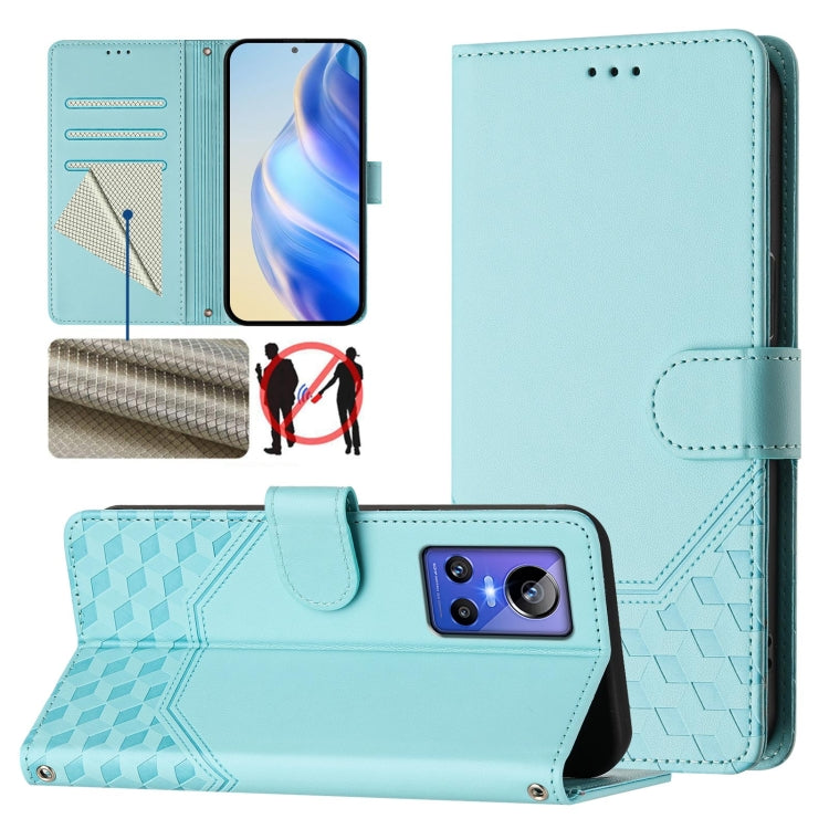 Honeycomb Embossing RFID Leather Phone Case, For Realme 9 Pro+ 5G / 9 4G Global, For Realme GT Neo 3, For Realme 9 Pro 5G Global, For Realme C21Y