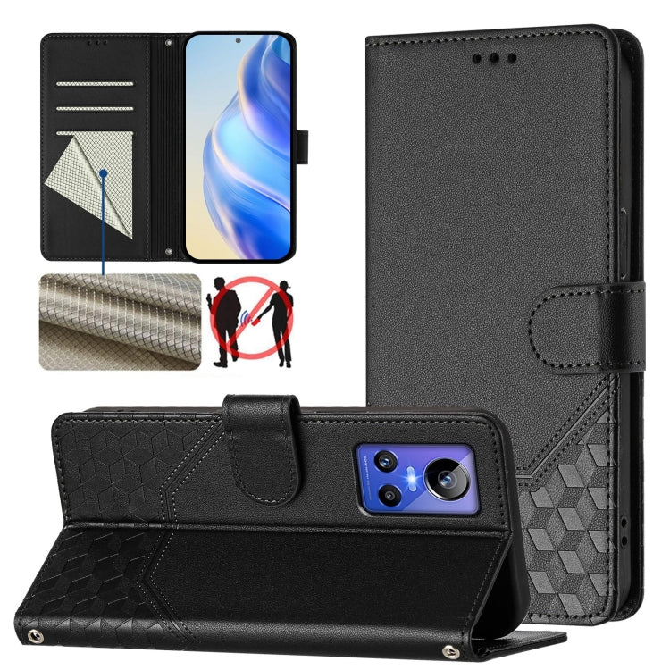Honeycomb Embossing RFID Leather Phone Case, For Realme 9 Pro+ 5G / 9 4G Global, For Realme GT Neo 3, For Realme 9 Pro 5G Global, For Realme C21Y