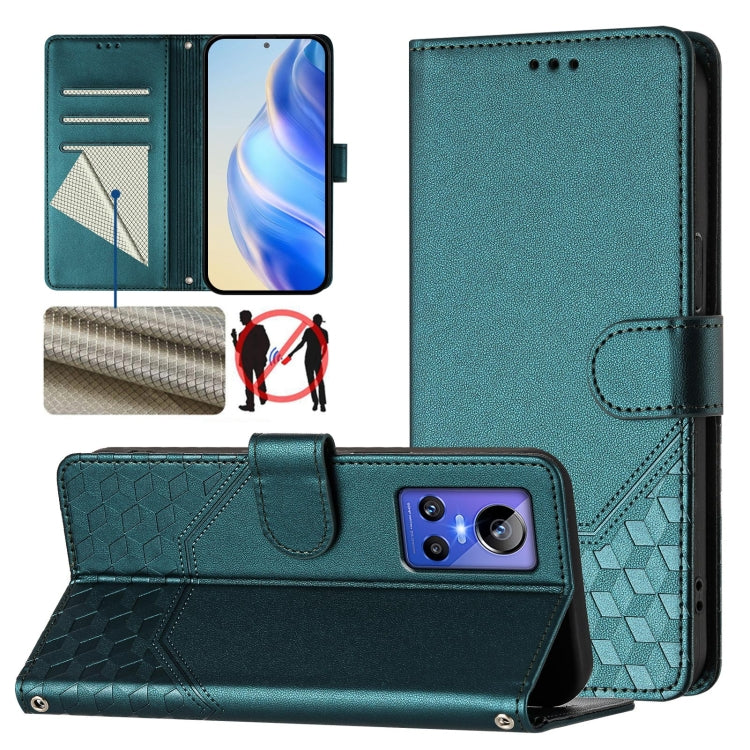 Honeycomb Embossing RFID Leather Phone Case, For Realme 9 Pro+ 5G / 9 4G Global, For Realme GT Neo 3, For Realme 9 Pro 5G Global, For Realme C21Y