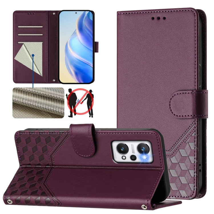 Honeycomb Embossing RFID Leather Phone Case, For Realme 10 Pro+ 5G, For Realme 10 4G Global, For Realme C30 4G / C30s / Narzo 50i Prime, For Realme GT Neo 3T