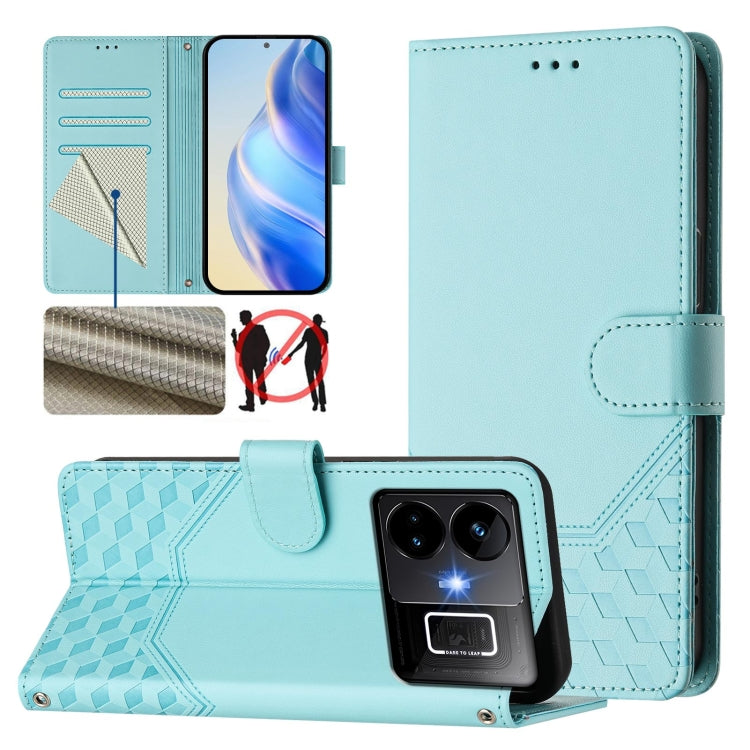 Honeycomb Embossing RFID Leather Phone Case, For Realme 11 4G Global, For Realme GT3  / GT5 240W, For Realme Narzo 60 Pro, For Realme C65 4G Global