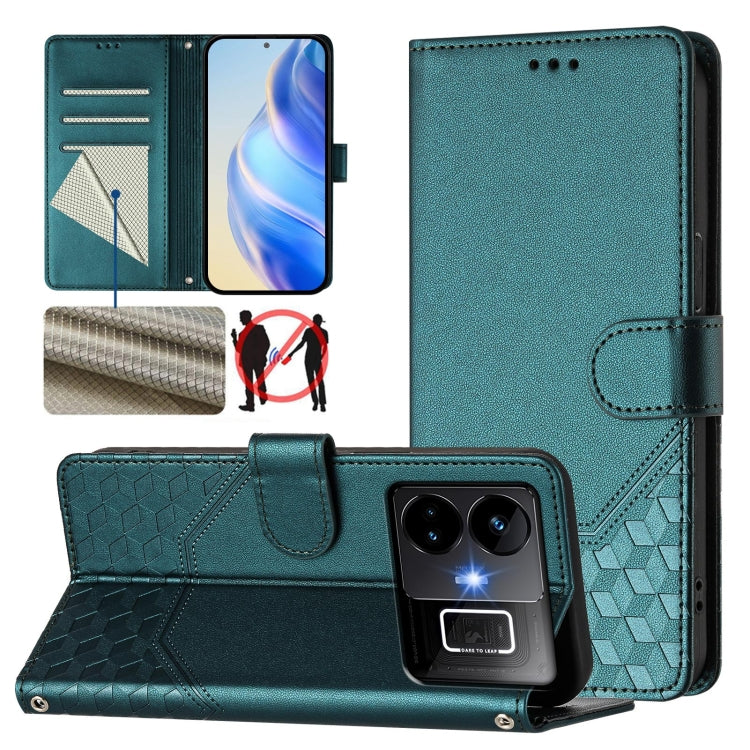 Honeycomb Embossing RFID Leather Phone Case, For Realme 11 4G Global, For Realme GT3  / GT5 240W, For Realme Narzo 60 Pro, For Realme C65 4G Global