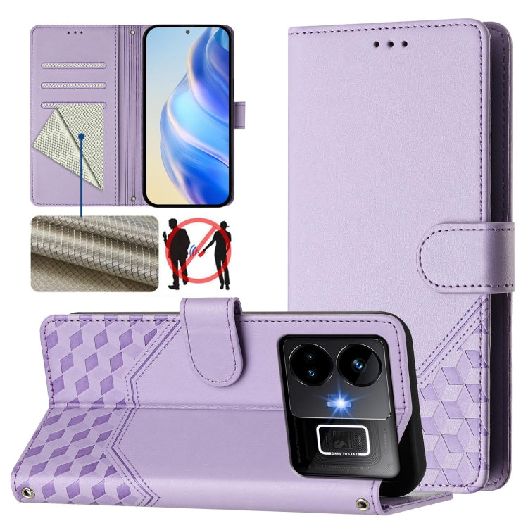 Honeycomb Embossing RFID Leather Phone Case, For Realme 11 4G Global, For Realme GT3  / GT5 240W, For Realme Narzo 60 Pro, For Realme C65 4G Global