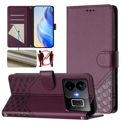 Honeycomb Embossing RFID Leather Phone Case, For Realme 11 4G Global, For Realme GT3  / GT5 240W, For Realme Narzo 60 Pro, For Realme C65 4G Global