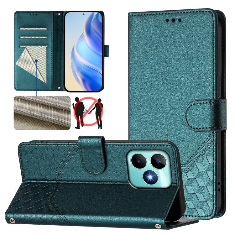 Honeycomb Embossing RFID Leather Phone Case, For Realme Note 50 4G Global / C51 / C53, For Realme 12 Pro 5G / 12 Pro+ 5G Global, For Realme C67 4G Global, For Realme 11 5G Global / 11x 5G / C67 India