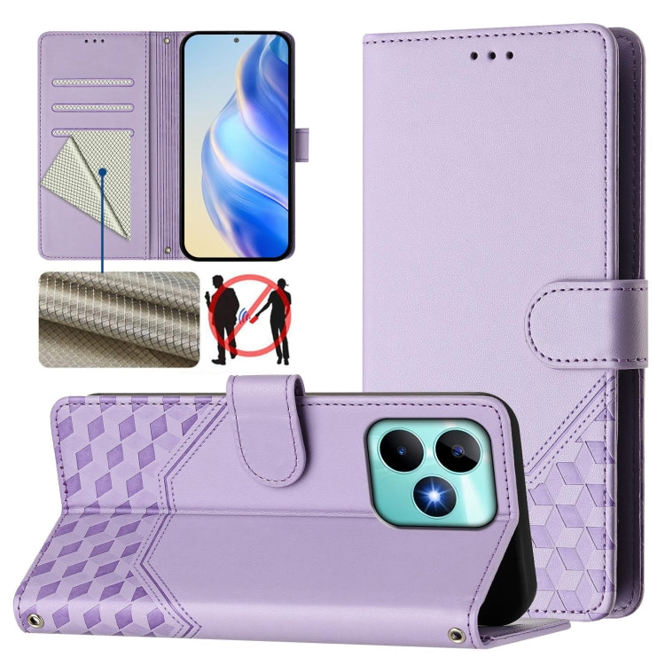 Honeycomb Embossing RFID Leather Phone Case, For Realme Note 50 4G Global / C51 / C53, For Realme 12 Pro 5G / 12 Pro+ 5G Global, For Realme C67 4G Global, For Realme 11 5G Global / 11x 5G / C67 India