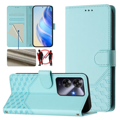 Honeycomb Embossing RFID Leather Phone Case, For Realme C63 5G Global, For Realme Note 60 4G Global / C61 India, For Realme 13+ 5G Global, For Realme 13 Pro 5G / 13 Pro+ 5G