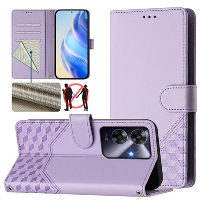Honeycomb Embossing RFID Leather Phone Case, For Realme C63 5G Global, For Realme Note 60 4G Global / C61 India, For Realme 13+ 5G Global, For Realme 13 Pro 5G / 13 Pro+ 5G