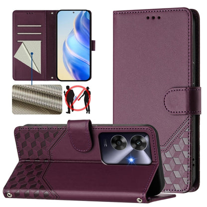 Honeycomb Embossing RFID Leather Phone Case, For Realme C63 5G Global, For Realme Note 60 4G Global / C61 India, For Realme 13+ 5G Global, For Realme 13 Pro 5G / 13 Pro+ 5G