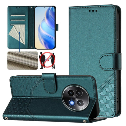 Honeycomb Embossing RFID Leather Phone Case, For Realme C63 5G Global, For Realme Note 60 4G Global / C61 India, For Realme 13+ 5G Global, For Realme 13 Pro 5G / 13 Pro+ 5G
