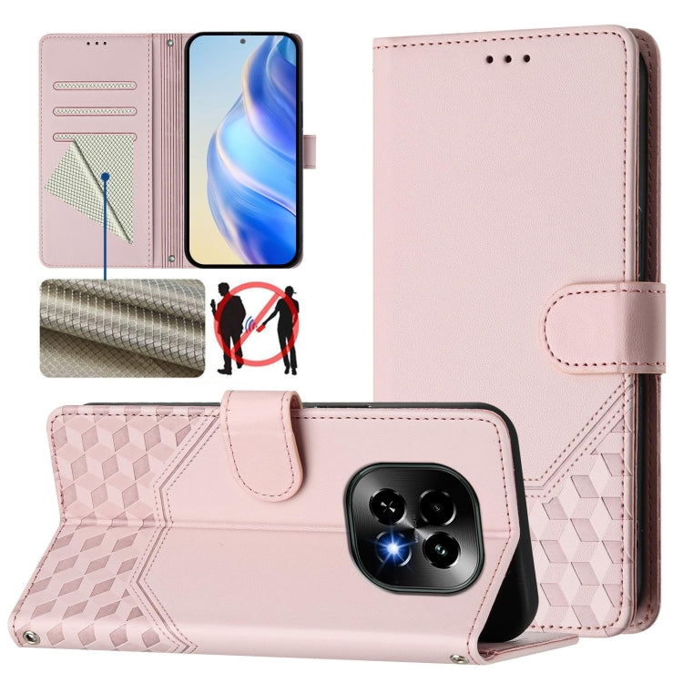 Honeycomb Embossing RFID Leather Phone Case, For Realme C63 5G Global, For Realme Note 60 4G Global / C61 India, For Realme 13+ 5G Global, For Realme 13 Pro 5G / 13 Pro+ 5G