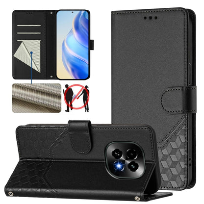 Honeycomb Embossing RFID Leather Phone Case, For Realme C63 5G Global, For Realme Note 60 4G Global / C61 India, For Realme 13+ 5G Global, For Realme 13 Pro 5G / 13 Pro+ 5G
