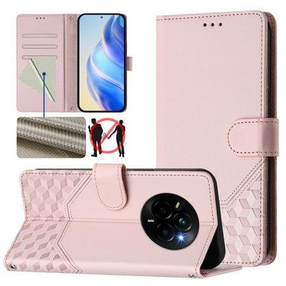 Honeycomb Embossing RFID Leather Phone Case, For Realme 14x Global / V70 5G / C75 5G, For Realme Narzo 80 Pro / 14 Pro 5G India, For Realme 14 5G / 14T 5G Global, For Realme P3 Ultra 5G
