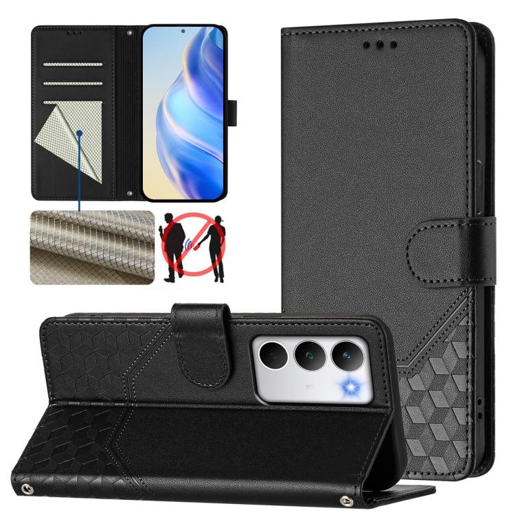 Honeycomb Embossing RFID Leather Phone Case, For Realme P4 5G, For Realme 15T 5G Global, For Realme 15 / 15 Pro 5G Global, For Realme C71 4G Global