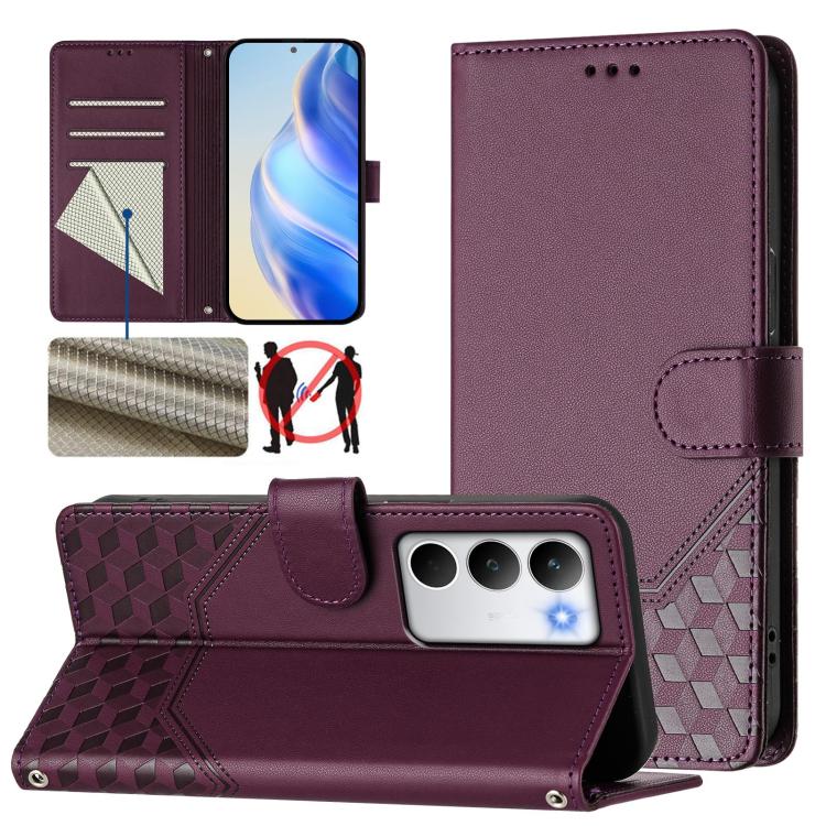 Honeycomb Embossing RFID Leather Phone Case, For Realme P4 5G, For Realme 15T 5G Global, For Realme 15 / 15 Pro 5G Global, For Realme C71 4G Global