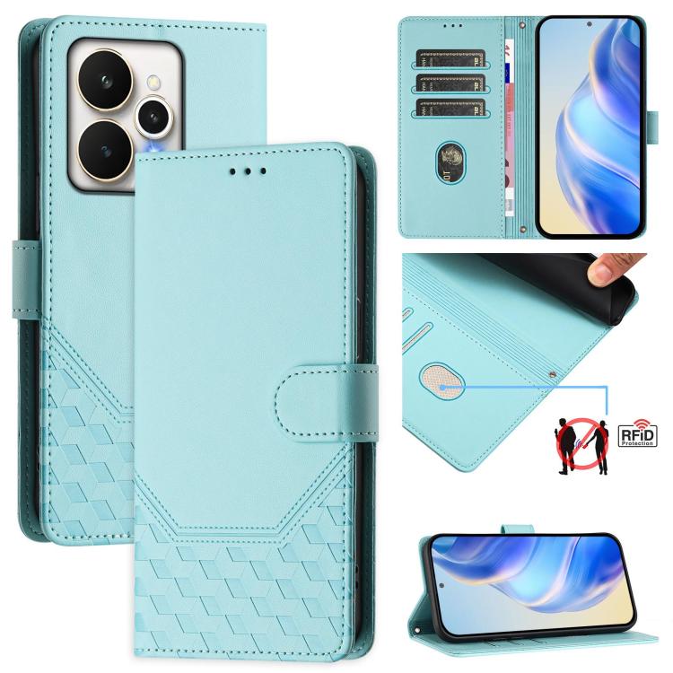 Honeycomb Embossing RFID Leather Phone Case, For Realme P4 5G, For Realme 15T 5G Global, For Realme 15 / 15 Pro 5G Global, For Realme C71 4G Global