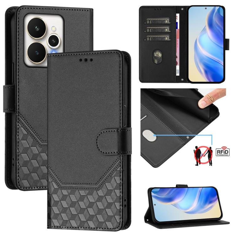 Honeycomb Embossing RFID Leather Phone Case, For Realme P4 5G, For Realme 15T 5G Global, For Realme 15 / 15 Pro 5G Global, For Realme C71 4G Global