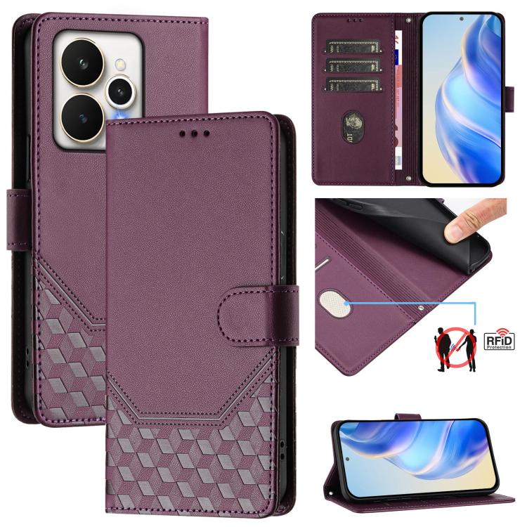 Honeycomb Embossing RFID Leather Phone Case, For Realme P4 5G, For Realme 15T 5G Global, For Realme 15 / 15 Pro 5G Global, For Realme C71 4G Global