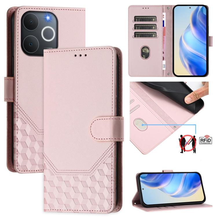 Honeycomb Embossing RFID Leather Phone Case, For Realme 16 Pro 5G Global, For Realme C71 4G India / Note 70 4G, For Realme C85 5G / 15x 5G India, For Realme P4 Pro 5G