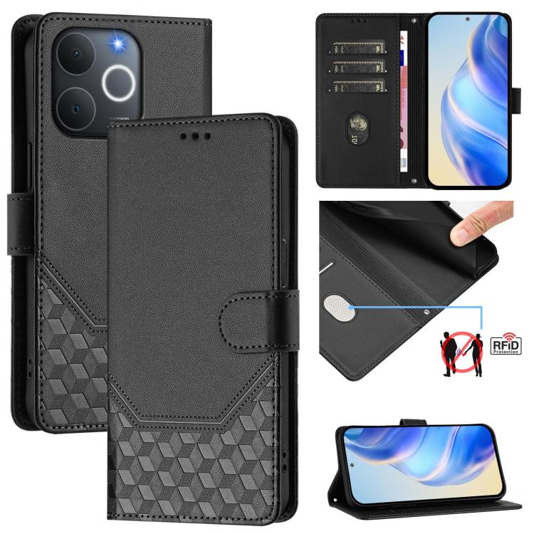 Honeycomb Embossing RFID Leather Phone Case, For Realme 16 Pro 5G Global, For Realme C71 4G India / Note 70 4G, For Realme C85 5G / 15x 5G India, For Realme P4 Pro 5G